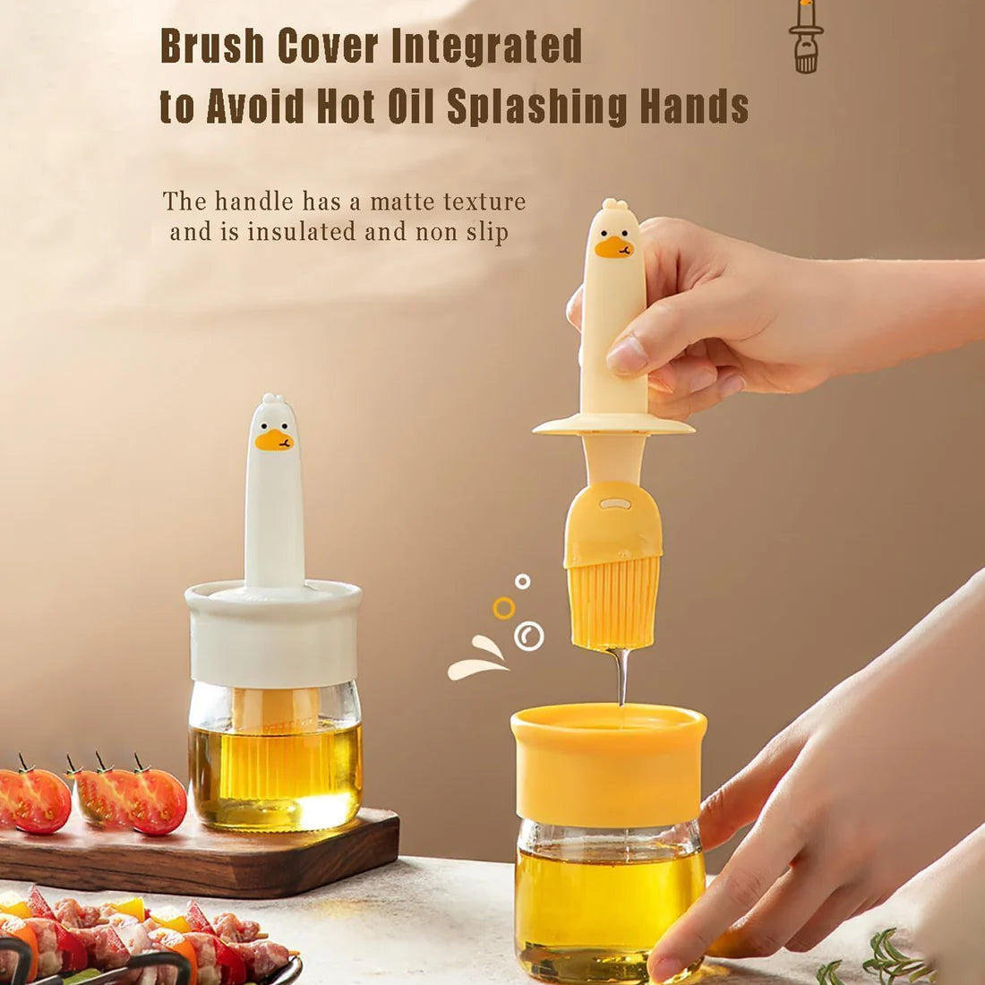 2-in-1 Oil Dispenser Bottle with Silicone Basting Brush