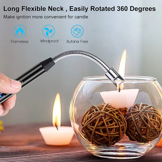 Electronic Plasma Lighter | USB Rechargeable Windproof Lighter for Candles, BBQ & More