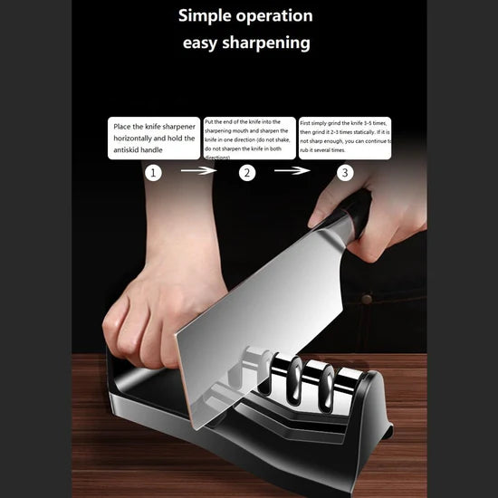 3-Step Handheld Knife Sharpener – Professional Knife Sharpening Tool for Kitchen & Chef Knives