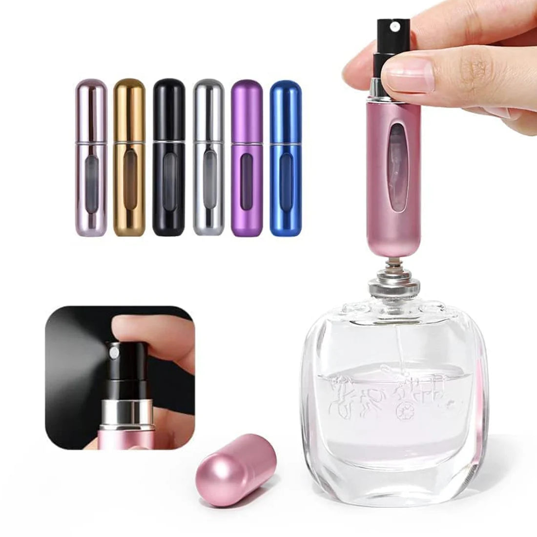 Mini Portable Perfume Spray Bottle | Refillable Travel Atomizer (5ml, 1 Pc, Mix Color)