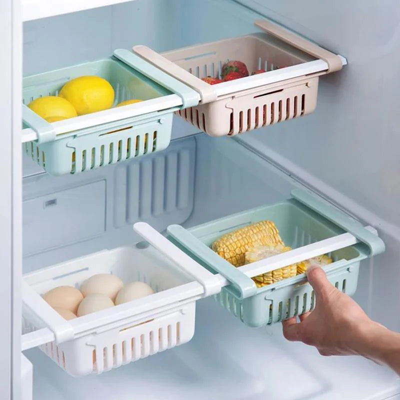 Fridge Organizer Drawer – Adjustable Storage Basket (Set of 4)