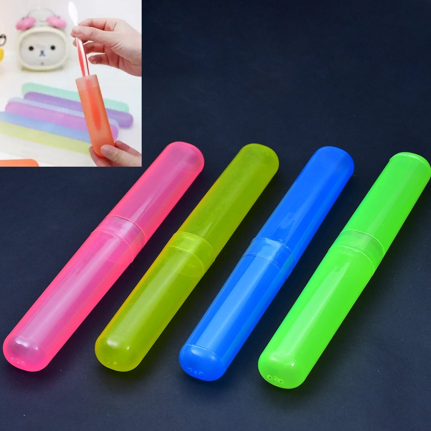 4pc Plastic Toothbrush Cover – Anti-Bacterial Travel Toothbrush Case & Holder