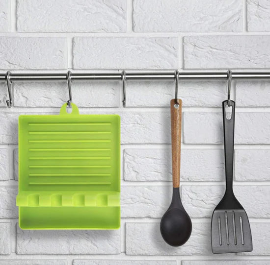 Multi-Functional Silicone Spatula & Utensil Holder | Heat-Resistant Spoon Rest with 4 Slots