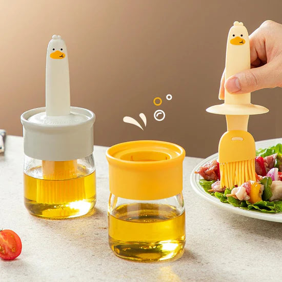 2-in-1 Oil Dispenser Bottle with Silicone Basting Brush