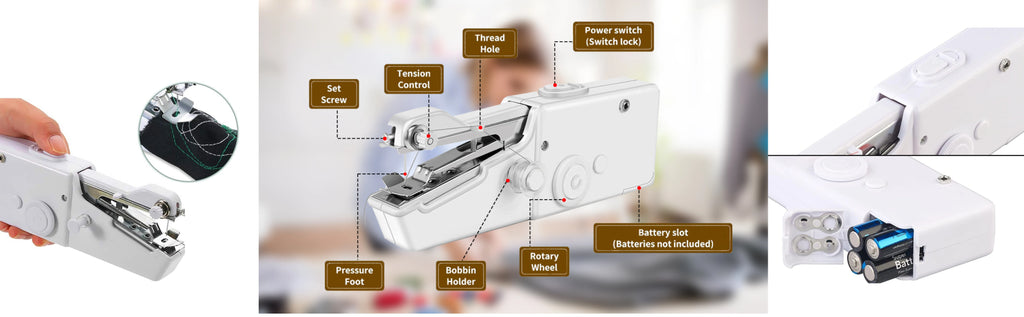 Handheld Mini Electric Sewing Machine | Cordless & Portable for Quick Fixes & DIY Projects