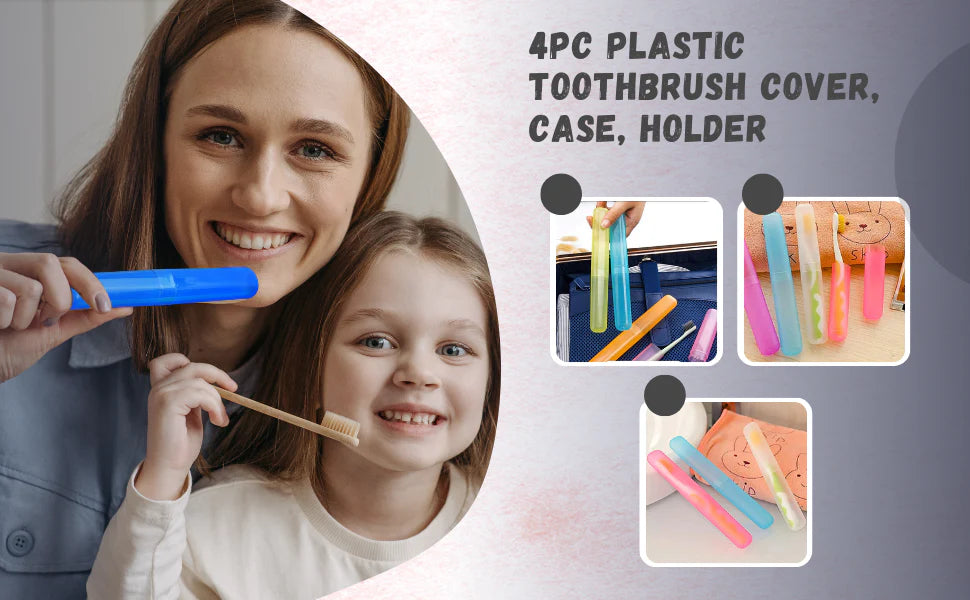 4pc Plastic Toothbrush Cover – Anti-Bacterial Travel Toothbrush Case & Holder